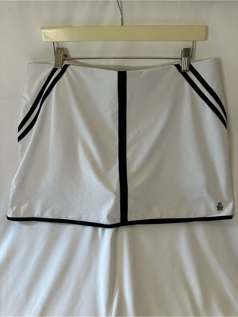 Original Penguin Munsingwear Golf Tennis Skort  Pockets White/ Black Striped L